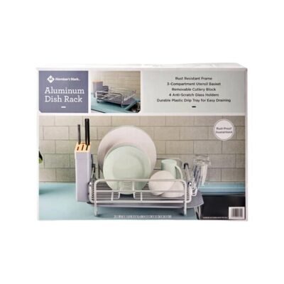Member’s Mark Aluminum Dish Rack 51 x 35 x 26.5 cm – Dish Drainer with Cutlery Holder – Limited Import Gourmet Grocer Member's Mark Aluminum Dish Rack 51 x 35 x 26.5 cm - Dish Drainer with Cutlery Holder - Limited Import