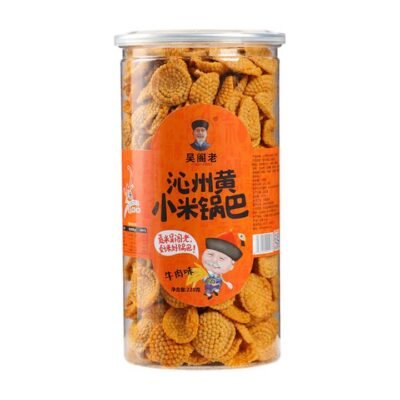 Wu Ge Lao Qinzhou Yellow Millet Crisps – Beef Flavor 228g - Guoba (Millet Crackers)