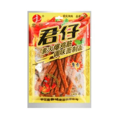 Junzai Vegetarian Spicy Chicken Tendon-Style Wheat Snack Sticks 80g - Chinese Spicy Gluten Snack