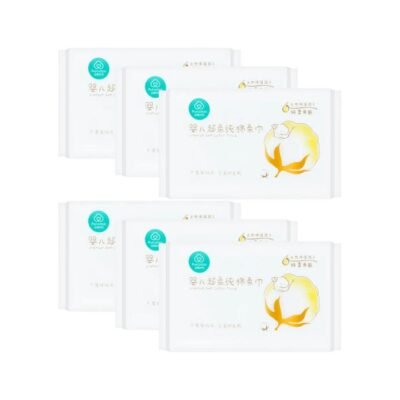 PurCotton Baby Ultra-Soft Pure Cotton Tissues 80 Sheets x 6 Packs - Dry Cotton Wipes for Newborns & Sensitive Skin