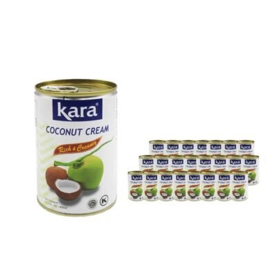 Kara Coconut Cream 400ml x 24 Cans - Rich & Creamy Coconut Milk Alternative for Cooking & Baking