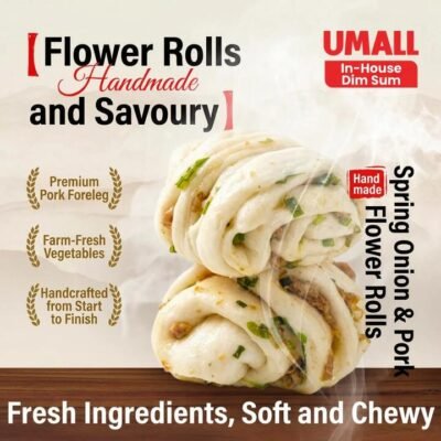 Frozen Spring Onion & Pork Flower Rolls – 4 Pieces, 500g - Chinese Steamed Twisted Buns