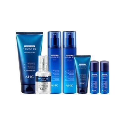 AHC Premium EX Hydra B5 7-Piece Hydrating Skincare Set – Cleanser, Toner, Emulsion & Serum Gourmet Grocer AHC Premium EX Hydra B5 7-Piece Hydrating Skincare Set – Cleanser, Toner, Emulsion & Serum
