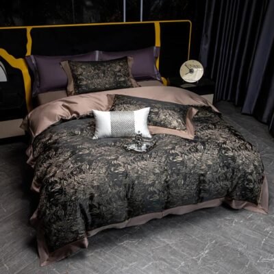 Heartin High Thread Count 4-Piece Bedding Set – Black, Queen Gourmet Grocer Heartin High Thread Count 4-Piece Bedding Set – Black, Queen